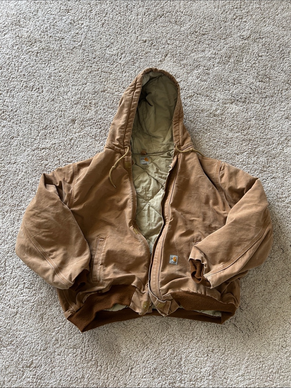 Carhartt Brown Hooded Workwear Puffer Jacket
